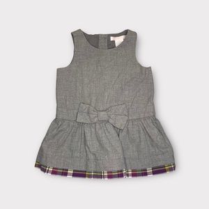 Janie and Jack Gray Plaid Trim Bow Dress